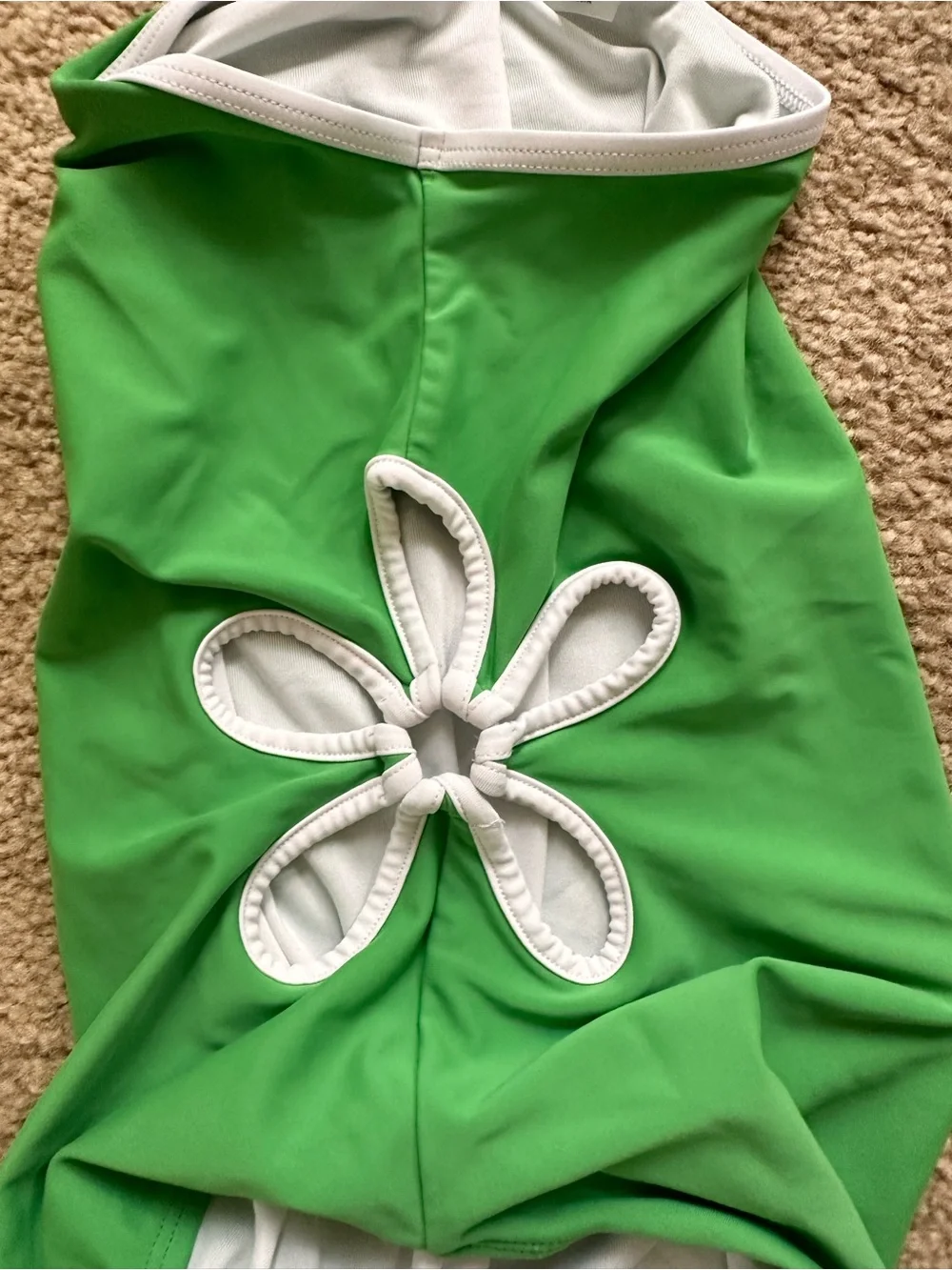 Old Navy Green One-Shoulder Girls Swimsuit with White Trim